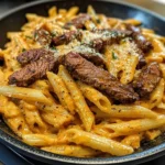 Creamy Cajun Steak & Cheddar Penne Skillet