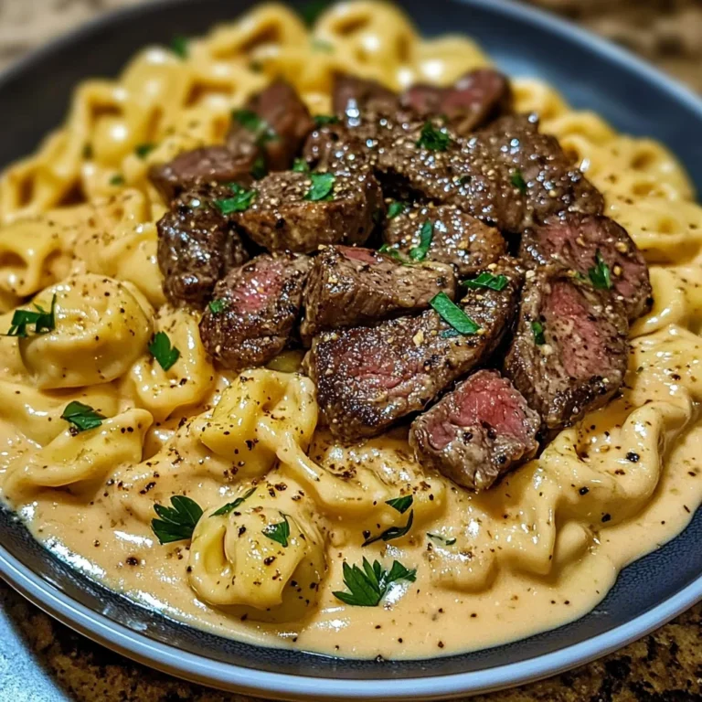 Creamy Velveeta Steak Tortellini With Garlic Sauce