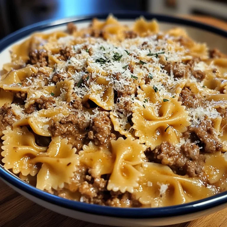 Garlic Parmesan Bowtie Pasta With Creamy Beef