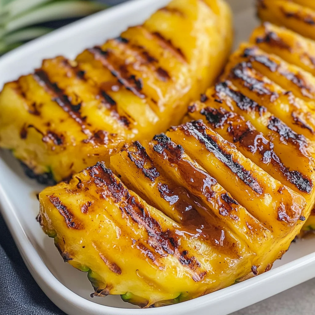 Grilled Pinapple with Cinnamon Honey Drizzle