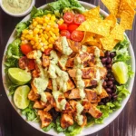 Loaded Chicken Taco Salad with Creamy Lime-Cilantro Dressing