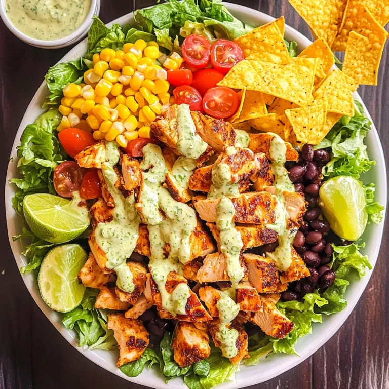 Loaded Chicken Taco Salad with Creamy Lime-Cilantro Dressing
