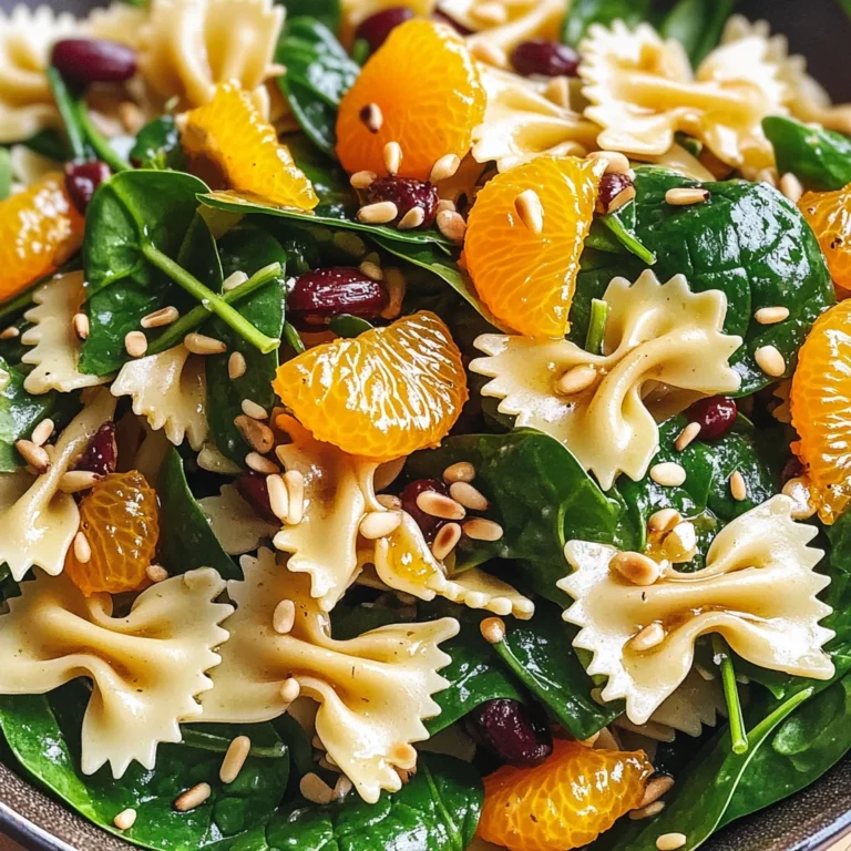 Mandarin Pasta Spinach Salad with Teriyaki Dressing