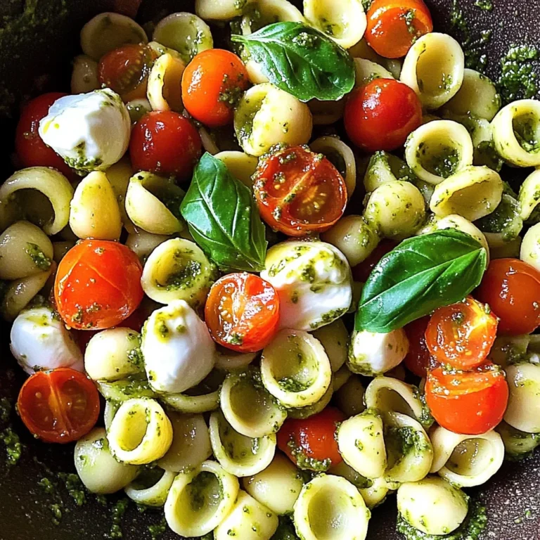 Orecchiette with Cherry Tomatoes, Mozzarella & Basil Pesto