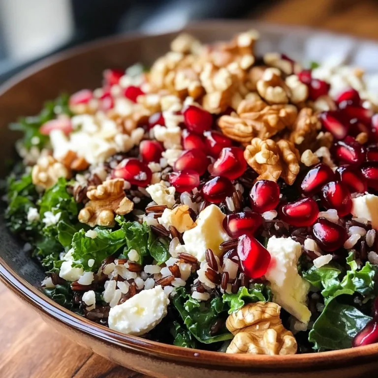 Pomegranate, Kale, and Wild Rice Salad with Walnuts and Feta