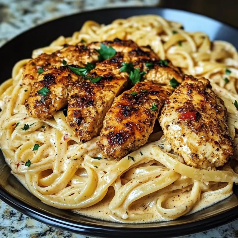 Spicy Cajun Chicken Linguine In Creamy Garlic Parmesan Sauce