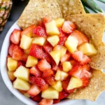 Strawberry Pineapple Fruit Salsa with Cinnamon Tortilla Chips