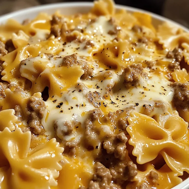 Velveeta Beef Pasta Served With Bowtie Noodles