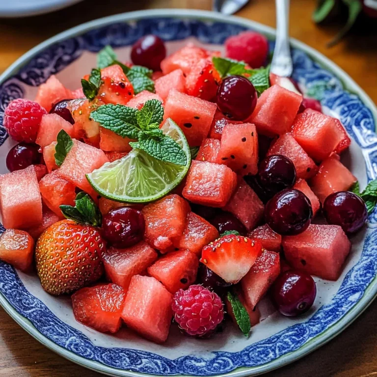 Watermelon Fruit Salad with Lime Mint Dressing