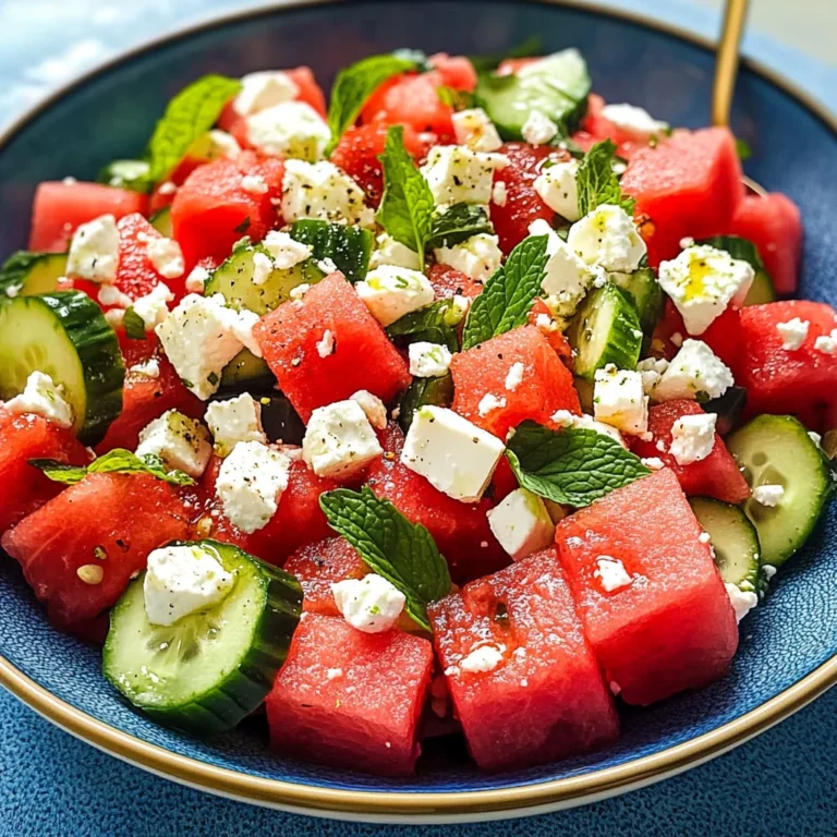 Watermelon Salad Recipe with Feta and Cucumber