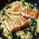 One Skillet Salmon with Lemon Orzo