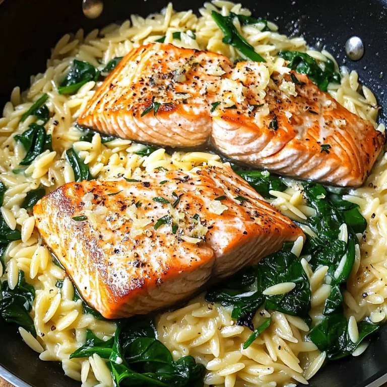 One Skillet Salmon with Lemon Orzo