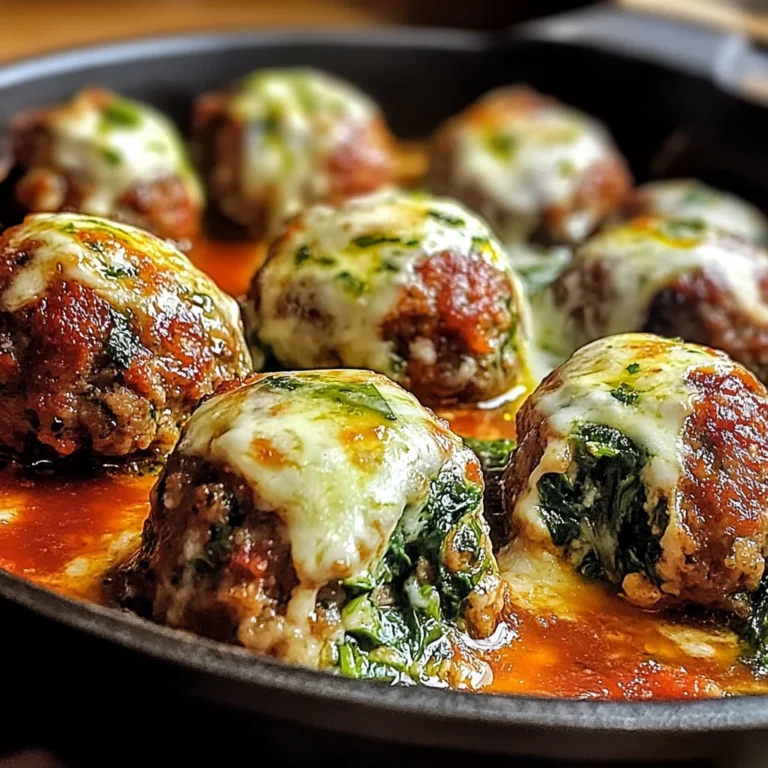 Spinach Garlic Meatballs Stuffed with Mozzarella