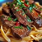 Sweet and Spicy Garlic Steak Pasta