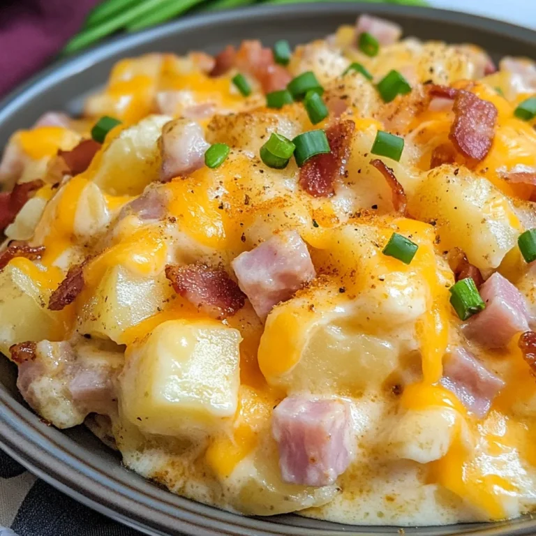 chicken ham & Turkey Bacon Cheesy Potatoes