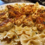 Cajun Chicken Bowtie Alfredo in Velveeta Garlic Sauce