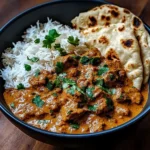 Coconut-Curry Braised Beef with Jasmine Rice & Garlic Naan