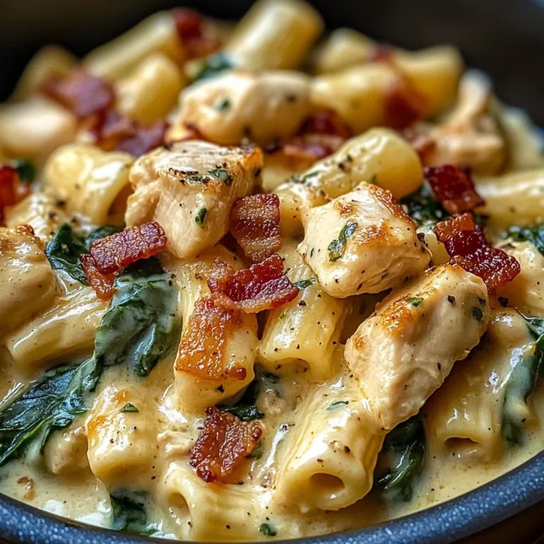 Creamy Chicken Pasta with Spinach and Bacon