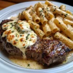 Garlic Cream Steak with Rigatoni in Provolone Cream Sauce