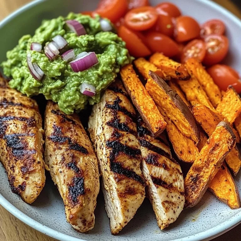 Grilled Chicken with Sweet Potato Fries & Chunky Guac