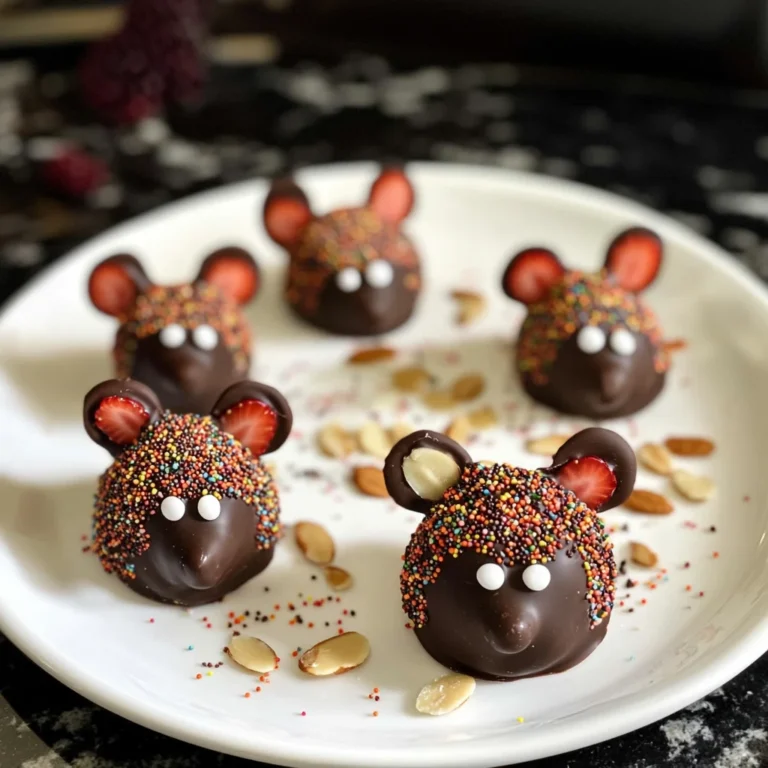 Halloween Dessert - Strawberry and Chocolate fudge mice