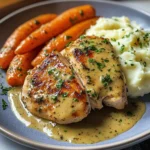 Herb Chicken with Creamy Mustard Sauce, Mashed Potatoes & Glazed Carrots