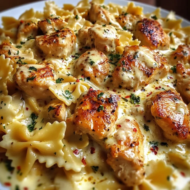 Mozzarella Garlic Butter Chicken Bowties in Cheesy Cream