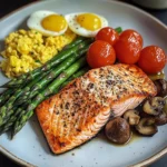 Nourishing Pan-Seared Salmon with Asparagus and Scrambled Eggs Recipe