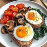 Savory Breakfast Plate with Soft Eggs, Toast & Greens