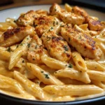 Spicy Garlic Chicken Penne in Velveeta Alfredo